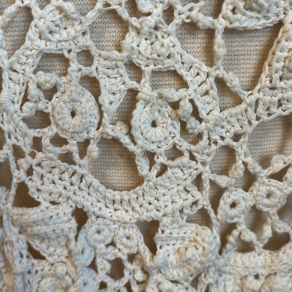 Polo Ralph Lauren Ivory Hand crafted Crochet Romantic Dress ruffle hem Size XL - Picture 7 of 17
